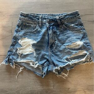 American Eagle Outfitters Blue Distressed Jean Shorts